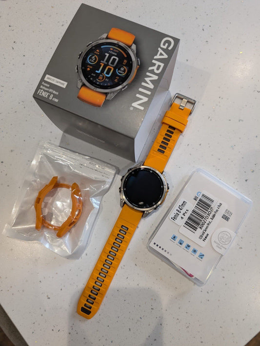 GARMIN Fenix 8 47 MM AMOLED Sapphire Watch (Orange) Worn Once + Extras